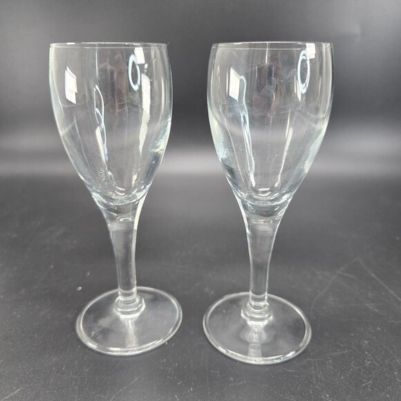 2 Clear Aperitif Glasses 5" Vintage Barware Drinking Dessert Wine DH1302 - Picture 1 of 4